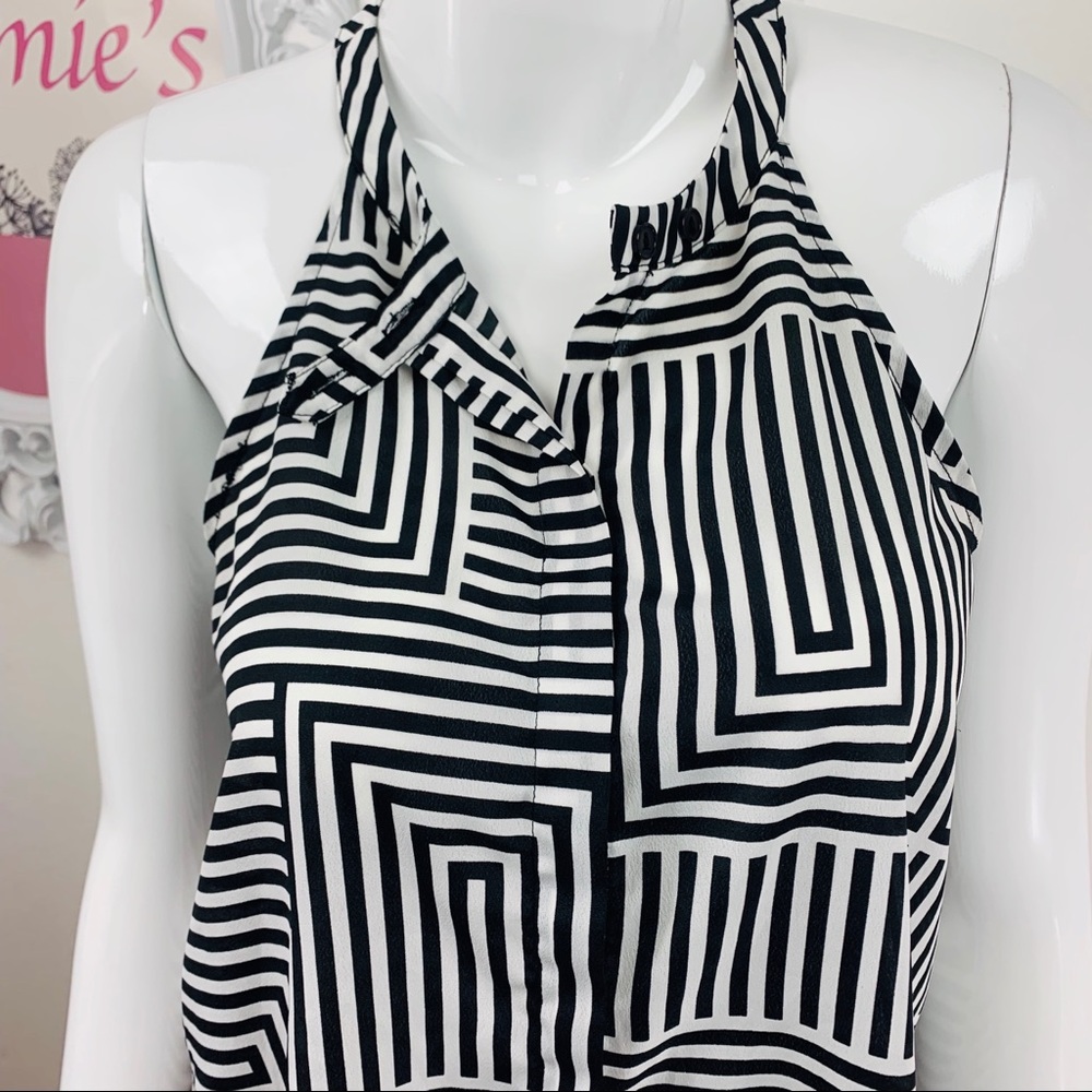 Gianni Bini / Black White Hi-Low Halter Button Up - Picture 2 of 8